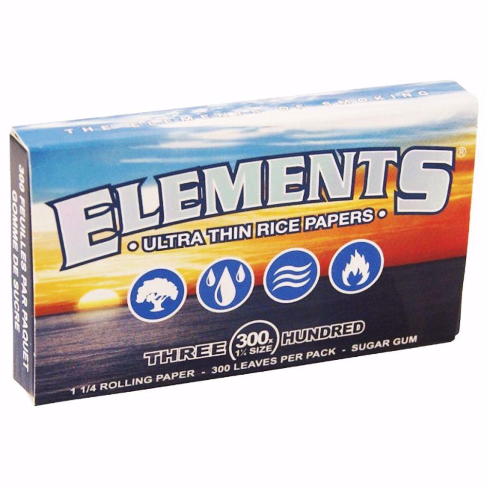 5 Pack = 1500 Leaves ELEMENTS 300 Ultra Thin Rice Rolling Paper 1.25 1 1/4 Size 