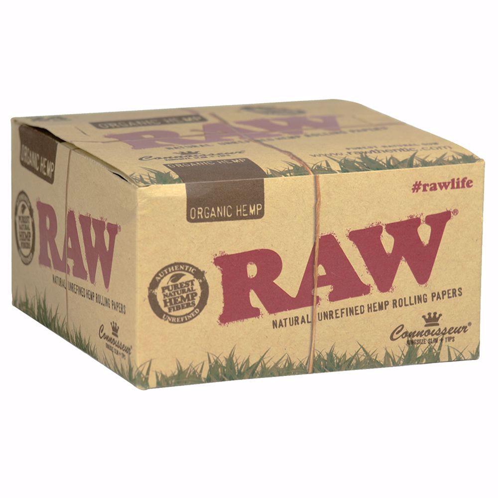 Raw King Size Slim Organic Hemp Connoisseur • Rolling Papers + Tips ...