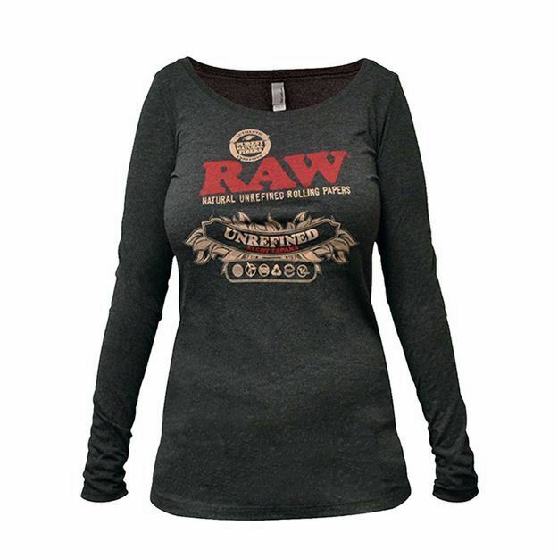 RAW LADIES SCOOP NECK MEDIUM BLACK LONG SLEEVE T-SHIRT | Rolling Ace