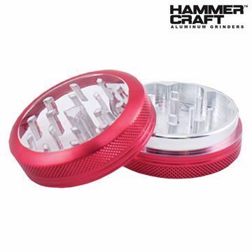 HAMMERCRAFT ANODIZED RED CLEAR TOP ALUMINUM CNC 2.2" GRINDER