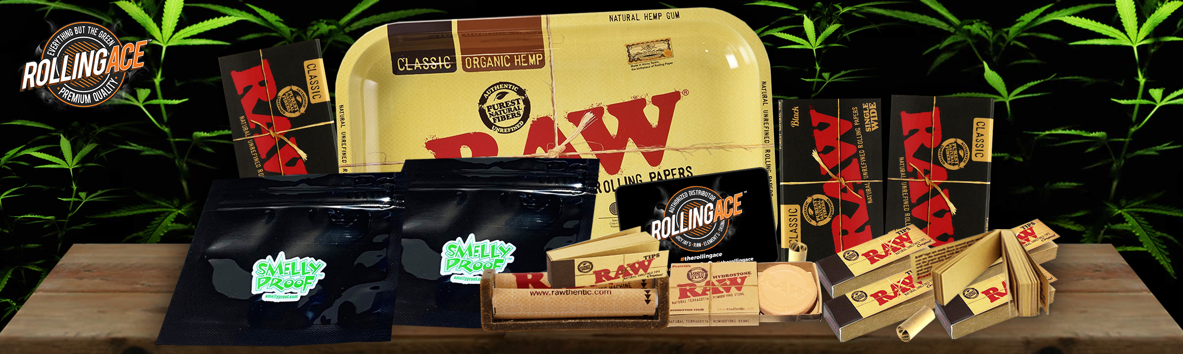 Raw Single Wide Black Bundle with Tray | Rolling Ace